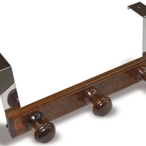 PERCHERO DE MADERA PARA PUERTA. DE 3 POMOS REDONDOS COLOR SAPELI MEDIDAS 355X55MM. DE BRINOX B3120-0Z.