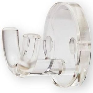 PERCHA DE METACRILATO TRANSPARENTE ADHESIVA DE 1 GANCHO DE KALLSTRONG P06011T.