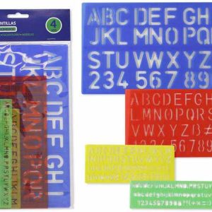 SET DE PLANTILLAS REGLAS DE LETRAS Y NUMEROS DE PLASTICO FLEXIBLE. SET DE 4 UNIDADES DE TAMAÑOS DISTINTOS DE BISMARK 330016. PRECIO POR SET.