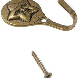 ALZAPAÑOS O SUJETA CORTINAS METALICO DORADO DE 4X4+3CM. CON ADORNO EN RELIVE DE ESTRELLA.