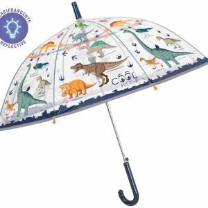 PARAGUAS INFANTIL DE DINOSAURIOS DE 45CM. Y 8 VARILLAS. TRANSPARENTE Y REFLACTANTE. 15630.