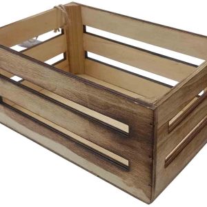 CAJA DE MADERA NATURAL EFECTO QUEMADO, ENVEJECIDA DECORATIVA DE 20X13X9CM DE GIFTDECOR 81838.