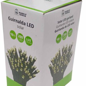 GUIRNALDA DE LUCES LED SOLAR DE 10M. Y 200 LED DE LUZ CALIDA.