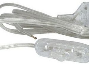 CABLE PARA LAMPARITA CON INTERRUPTOR + CLAVIJA, DE 1,8 MTR. COLOR TRANSPARENTE.