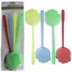 PALA MATAMOSCAS DE PLASTICO EN SET DE 4 UNIDADES DE COLORES. DE MARKET SUPREM A6157.