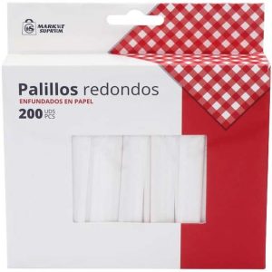 PALILLOS DE DIENTES REDONDOS EN SET DE 200 UNIDADES ENFUNDADOS EN PAPEL. DE MARKET SUPREM A2100.
