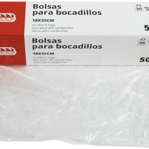 BOLSA PARA BOCADILLOS DE 18X35CM EN PAQUETE DE 50 UNIDADES. DE MARKET SUPREM 17224. FABRICADO EN ESPAÑA.