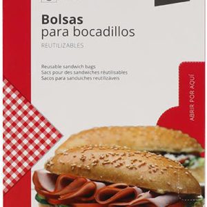 BOLSAS PARA BOCADILLOS DE 25X35CM. REUTILIZABLES EN CAJA DE 100 UNIDADES. DE MARKET SUPREM A1463.