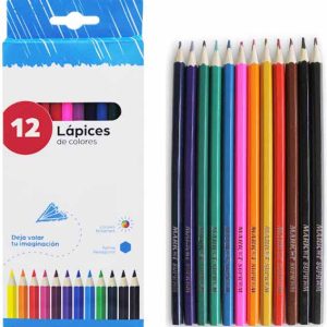 LAPICES DE COLORES CAJA DE 12 UNIDADES DE 17CM. COLORES BRILLANTES DE FORMA HEXAGONAL. DE MARKET SUPREM A0087.