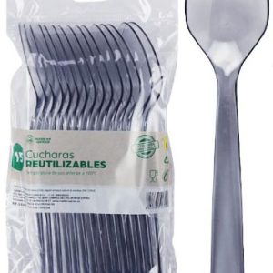 CUCHARA REUTILIZABLE EN SET DE 15 UNIDADES. DE 18CM. TRANSPARENTE. APTO PARA LAVAVAJILLAS. PRECIO POR SET.
