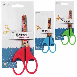 TIJERA INFANTIL ESCOLAR DE 13X6CM. DECORADAS, CON PUNTA REDONDA DE MARKET SUPREM A0130. PRECIO POR UNIDAD.