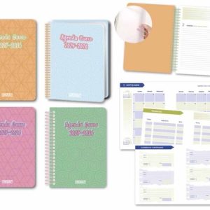 AGENDA ESCOLAR DE 2025-26 8º 1 DIA PAGINA TAPA POLIPROPILENO. ESPIRAL DE PLASTICO DE COLOR. MEDIDAS 11X15CM. PRECIO POR UNIDAD.