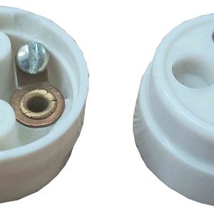 ENCHUFE MINI DE SUPERFICIE DE 2 POLOS DE 3MM REDONDO DE Ø 2,70CM. X 1,50CM. DE ALTO. BLANCO. PARA MANUALIDADES. PRECIO POR UNIDAD.