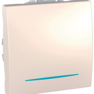 PULSADOR ANCHO CON PILOTO NOCTURNO DE 10A. 250V. DE COLOR MARFIL DE UNICA U3.206.25N.